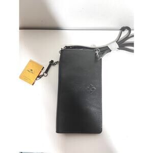 Patricia Nash NWT Black Leather Rovani Crossbody Phone Wallet Purse Bag 8.5x4.5